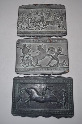Lot 166 - A set of three reproduction Greek tiles, 15x24cm