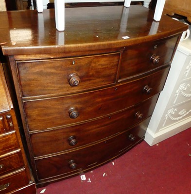 Lot 1190 - A 19th century mahogany bowfront chest of two...