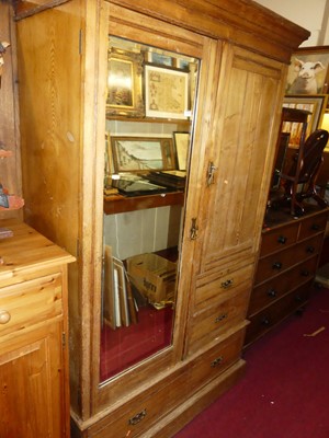 Lot 1195 - An Edwardian ash gentleman's wardrobe having...