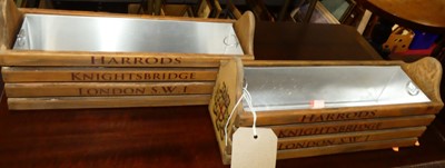 Lot 1212 - A pair of small slatted pine and galvanised...