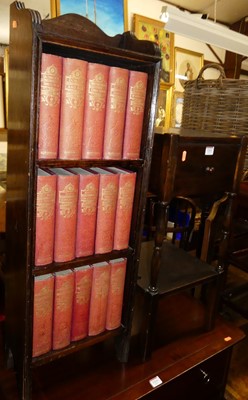 Lot 1213 - A small 1930s narrow three tier bookshelf,...