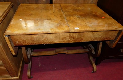 Lot 1239 - A German figured and faded mahogany drop flap...