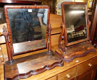 Lot 1249 - Two Victorian flame mahogany swing toilet mirrors