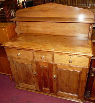 Lot 1250 - A Victorian stained pine ledge back side...