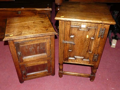 Lot 1260 - A geometric joined and moulded oak single door...
