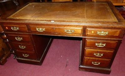 Lot 1268 - An Edwardian walnut and Greek Key gilt tooled...