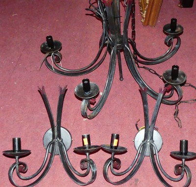 Lot 1269 - A black painted wrought iron five-light...