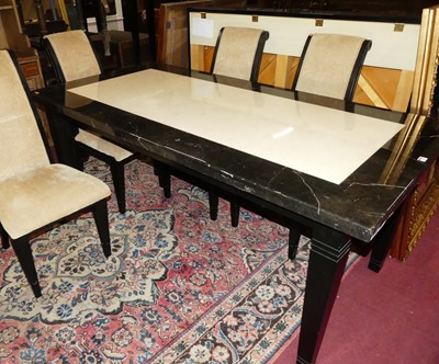 Lot 1294 - A contemporary marble clad dining table,...