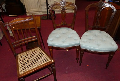 Lot 1300 - A pair of late Victorian walnut parlour side...