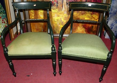 Lot 1309 - A pair of Regency style and later green...