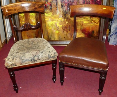 Lot 1311 - Two 19th century mahogany barback dining chairs
