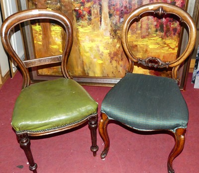 Lot 1312 - A set of three Victorian mahogany balloon back...