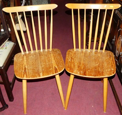 Lot 1314 - A set of four 1970s beech stickback kitchen...
