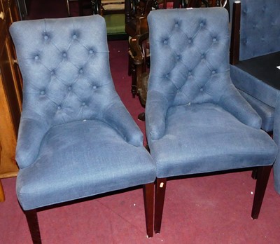 Lot 1317 - A set of six Neptune blue fabric buttoned...