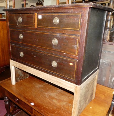 Lot 1329 - An Edwardian mahogany and chequer strung chest,...