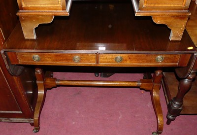 Lot 1333 - A circa 1900 mahogany two drawer dropflap sofa...