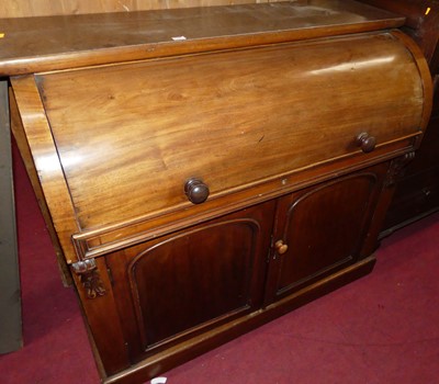 Lot 1352 - A Victorian mahogany cylinder top writing desk,...