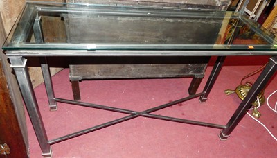 Lot 1356 - A contemporary steel and heavy glass topped...