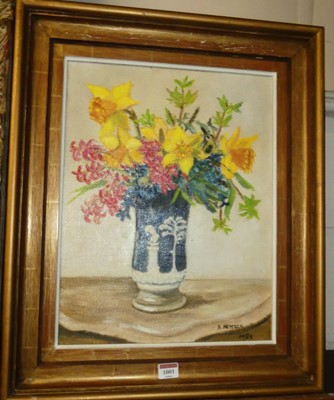 Lot 1001 - B Heycock - Still life with flowers in a vase,...