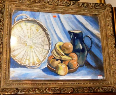 Lot 1002 - L Newman - Still life with fruit, gouache,...