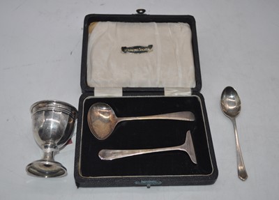 Lot 232 - A George VI silver baby feeder and spoon in...