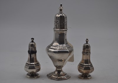 Lot 240 - A George V silver sugar sifter of octagonal...