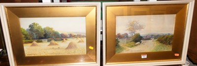Lot 1043 - George Oyston (1861-1937) - Pair; Cornfields...