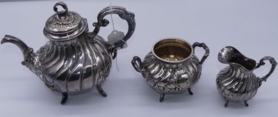 Lot 190 - A Victorian silver plated 3 piece tea service,...