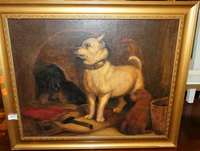Lot 1056 - Early 20th century English school - Four dogs,...
