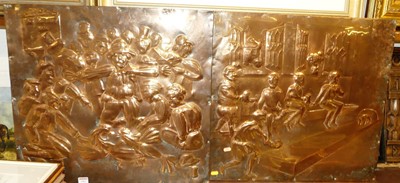 Lot 1065 - A pair of 20th century copper panels showing...