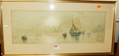 Lot 1072 - E Holland - Boats on the calm, watercolour,...