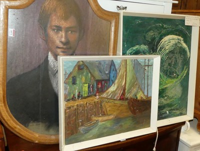 Lot 1073 - Tomlinson - Harbour scene, oil on canvas;...