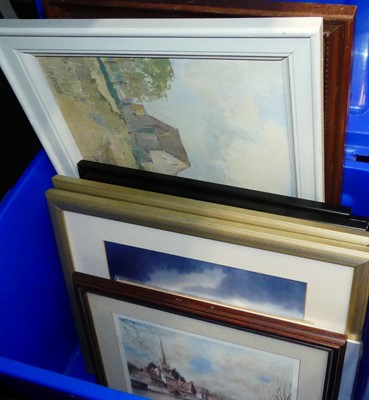 Lot 1081 - A box of assorted pictures and prints, to...