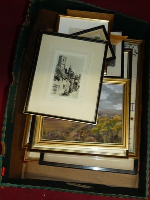 Lot 1097 - A box of assorted pictures and prints, to...