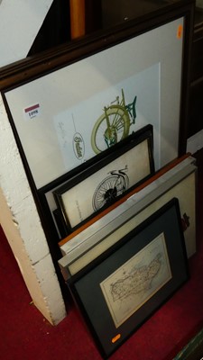 Lot 1098 - Assorted motoring and aviation interest prints;...