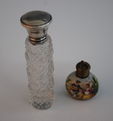 Lot 329 - A George V cut glass silver topped cylindrical...
