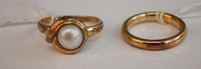 Lot 342 - A gilt metal cultured pearl set ring; together...