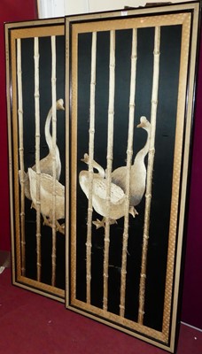 Lot 1113 - Pair of 20th century large Oriental silkworks...