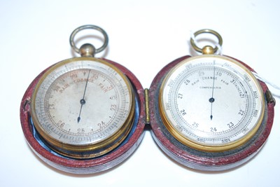 Lot 351 - A gilt metal compensated pocket barometer in...