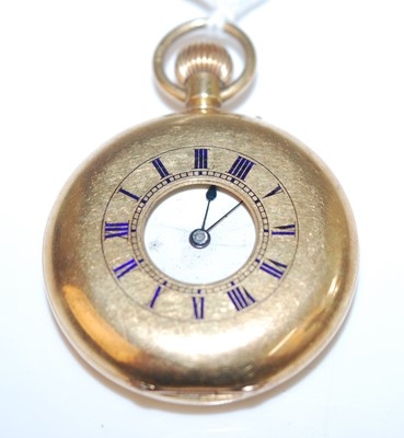 Lot 355 - A ladies 18ct gold cased half hunter keyless...