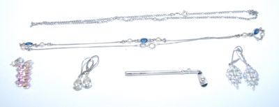 Lot 358 - Assorted white metal and paste set costume...