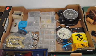 Lot 466 - A box of assorted clock and watch parts,...