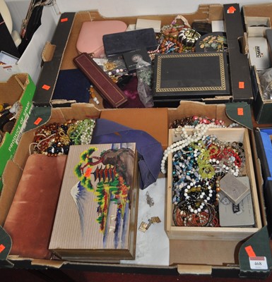 Lot 468 - Two boxes of miscellaneous costume jewellery...