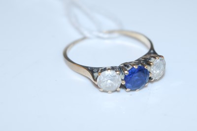 Lot 371 - A 9ct gold blue and white stone dress ring,...