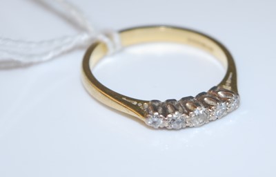Lot 372 - A modern 18ct gold diamond five stone ring,...