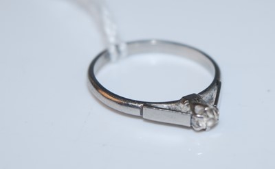 Lot 373 - A platinum diamond solitaire ring, the old cut...