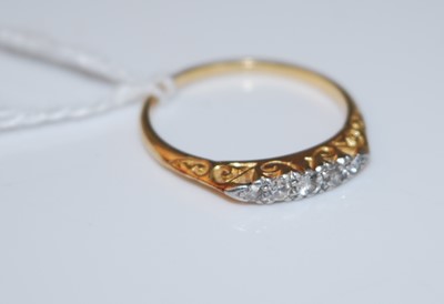 Lot 378 - An 18ct gold and platinum diamond five stone...