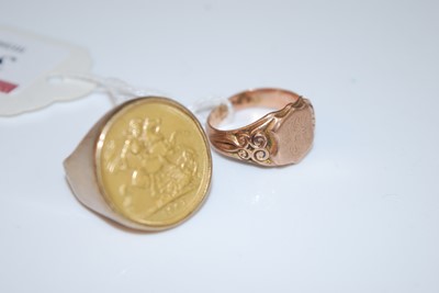 Lot 380 - A gent's gilt metal ring, set with a 1967 gold...