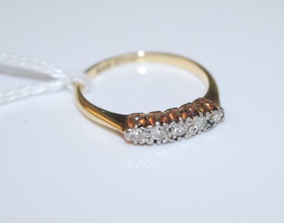 Lot 383 - A vintage 18ct gold diamond five stone ring, 2....