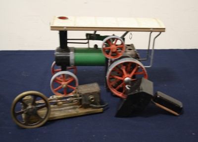Lot 505 - A Mamod steam fired steam tractor; together...
